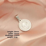 Stainless Steel Cross Round Disc Charm Necklace Pendant DIY Gift