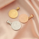 Stainless Steel Cross Round Disc Charm Necklace Pendant DIY Gift