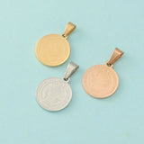 Stainless Steel Cross Round Disc Charm Necklace Pendant DIY Gift