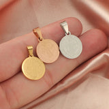 Stainless Steel Cross Round Disc Charm Necklace Pendant DIY Gift