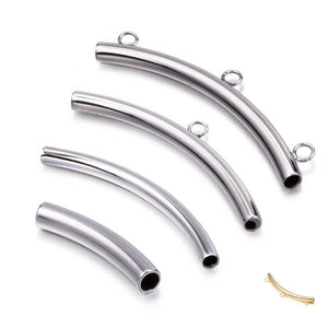 5Pcs Stainless Steel Curved Round Spacer Beads for DIY Jewelry Making