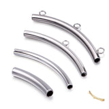 5Pcs Stainless Steel Curved Round Spacer Beads for DIY Jewelry Making