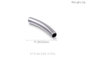 5Pcs Stainless Steel Curved Round Spacer Beads for DIY Jewelry Making