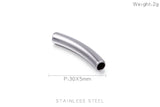 5Pcs Stainless Steel Curved Round Spacer Beads for DIY Jewelry Making