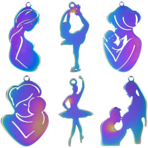 5Pcs Stainless Steel Family Charms Kids Pendant For Jewelry Making