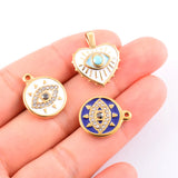 5Pcs Stainless Steel Evil Eyes Enamel Charms Pendant DIY Jewelry Making