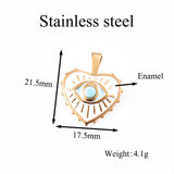 5Pcs Stainless Steel Evil Eyes Enamel Charms Pendant DIY Jewelry Making