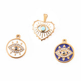 5Pcs Stainless Steel Evil Eyes Enamel Charms Pendant DIY Jewelry Making