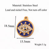 5Pcs Stainless Steel Evil Eyes Enamel Charms Pendant DIY Jewelry Making
