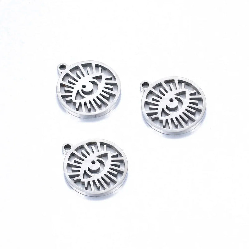 5Pcs Stainless Steel Plated Eye Charms Eyelash Pendant Diy Boho Jewelry