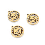5Pcs Stainless Steel Plated Eye Charms Eyelash Pendant Diy Boho Jewelry