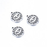 5Pcs Stainless Steel Plated Eye Charms Eyelash Pendant Diy Boho Jewelry