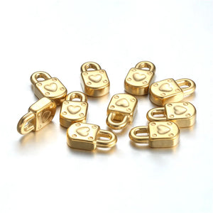 5Pcs Stainless Steel Heart Rivet Padlock Pendant for Jewelry DIY