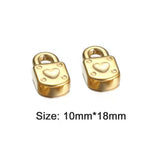 5Pcs Stainless Steel Heart Rivet Padlock Pendant for Jewelry DIY