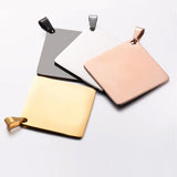 5Pcs Stainless Steel High Square Charm Pendants Necklace Blank Dog Tags