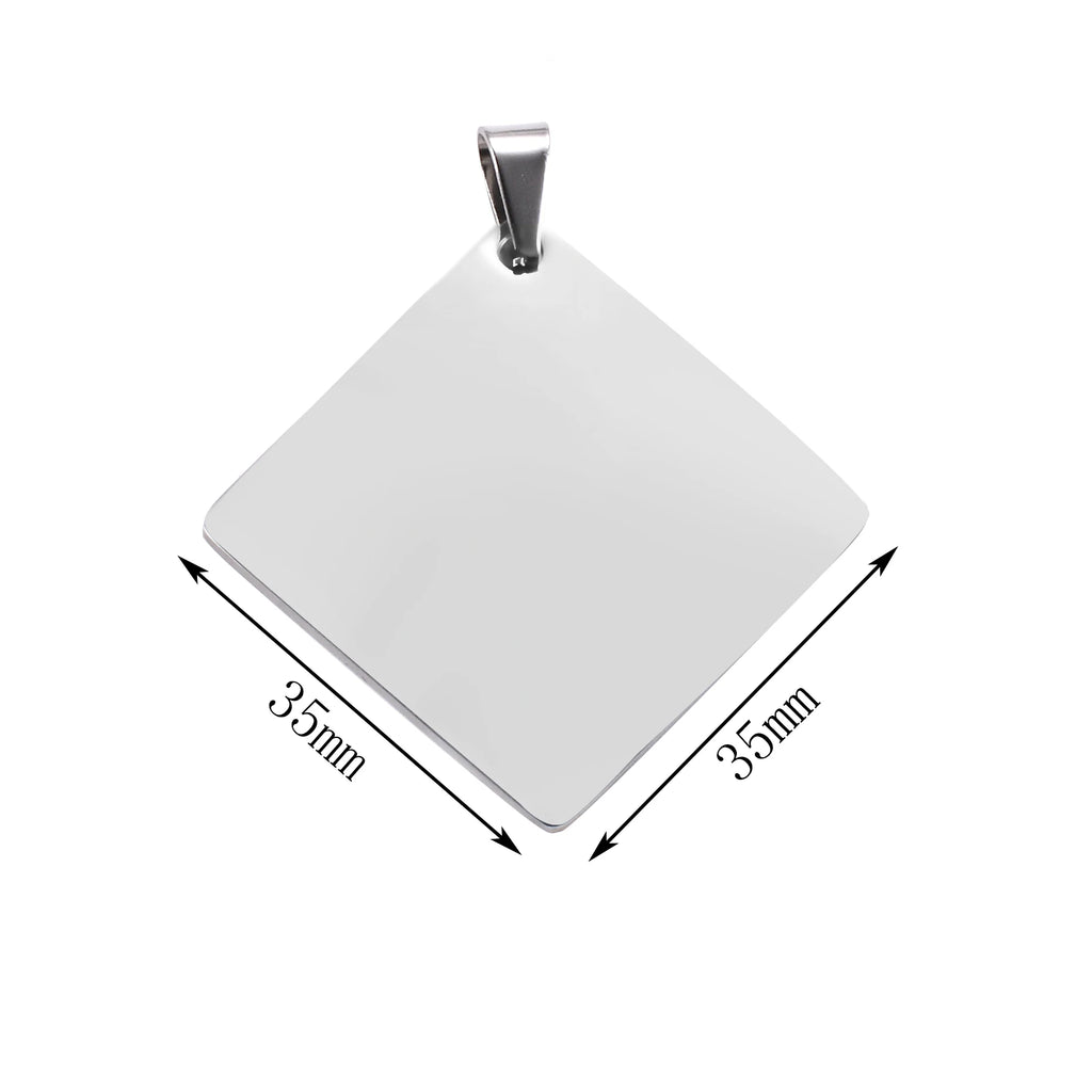 5Pcs Stainless Steel High Square Charm Pendants Necklace Blank Dog Tags