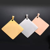 5Pcs Stainless Steel High Square Charm Pendants Necklace Blank Dog Tags