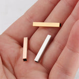 5Pcs Stainless Steel Blank Rectangle Bar Tube Pendant DIY Jewelry Making