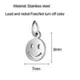 5Pcs/Lot Stainless Steel Smile Face Charm Pendant for Necklace Bracelet DIY