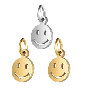 5Pcs/Lot Stainless Steel Smile Face Charm Pendant for Necklace Bracelet DIY