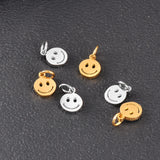 5Pcs/Lot Stainless Steel Smile Face Charm Pendant for Necklace Bracelet DIY
