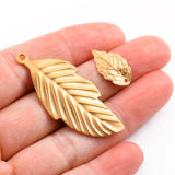 5Pcs Stainless Steel Plated Leaves Charms DIY Jewelry Making