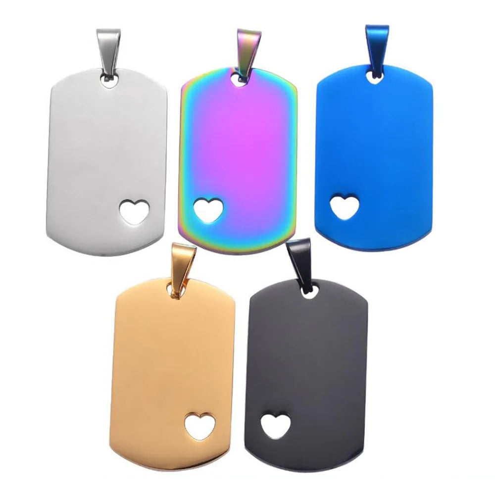 5Pcs Stainless Steel Blank Military Army ID Tag Dog Tags Pendant Necklace
