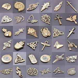 5Pcs/Lot Religion Egyptian Beetle Ankh Sword Cross Charms Pendant Jewelry