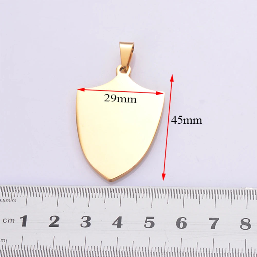 5Pcs Stainless Steel Shield Dog Tags Military Pendant Necklace Findings