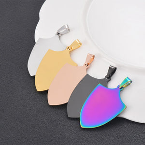 5Pcs Stainless Steel Shield Dog Tags Military Pendant Necklace Findings