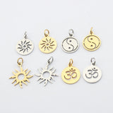 5Pcs Stainless Steel Sun Flower OM TaiChi Charms Pendant DIY Necklace Bracelet