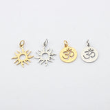 5Pcs Stainless Steel Sun Flower OM TaiChi Charms Pendant DIY Necklace Bracelet