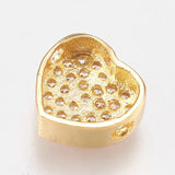 5Pcs CZ Heart Spacer Beads Brass Micro Pave Crystal for Jewelry DIY 9x9.5x4mm