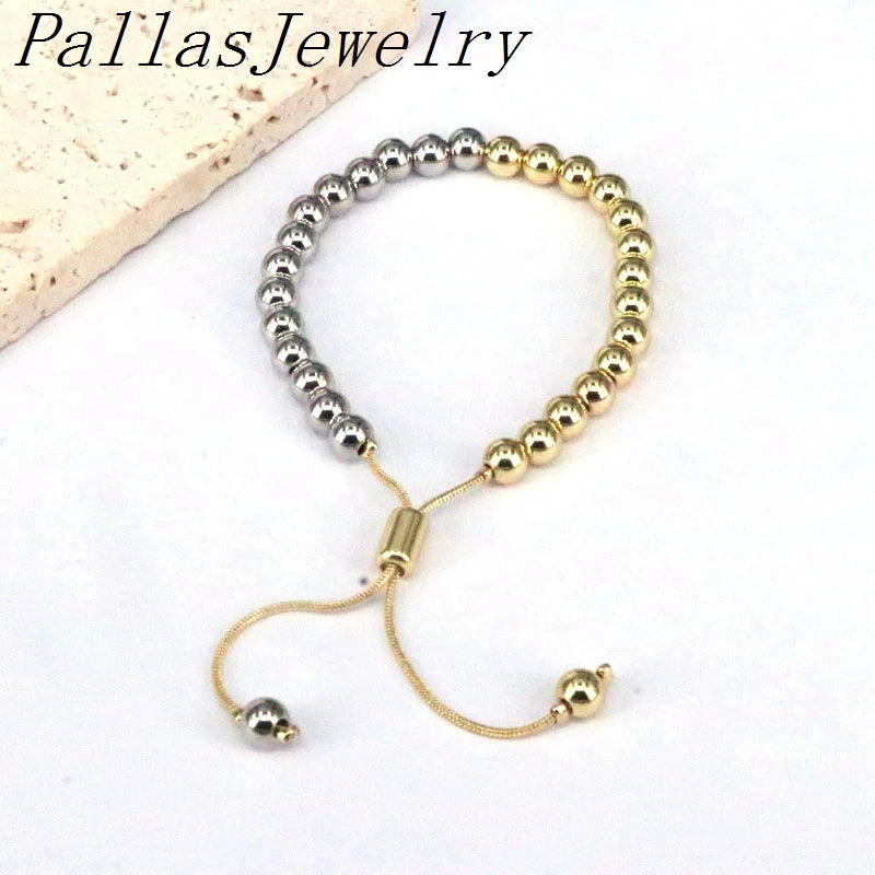 5Pcs Lucky Ball Bead Chain Bracelet Silver 18K Plated Charm Bangles