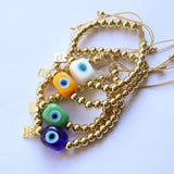 5Pcs Colorful Glass Eyes Beads Elastic Bracelets Men Women Round Beaded