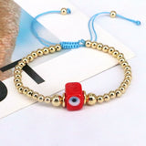 5Pcs Evil Eye Square Beads Bracelet Copper Beads Rope Bracelets For Women