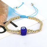 5Pcs Evil Eye Square Beads Bracelet Copper Beads Rope Bracelets For Women