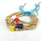 5Pcs Evil Eye Square Beads Bracelet Copper Beads Rope Bracelets For Women