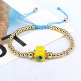 5Pcs Evil Eye Square Beads Bracelet Copper Beads Rope Bracelets For Women