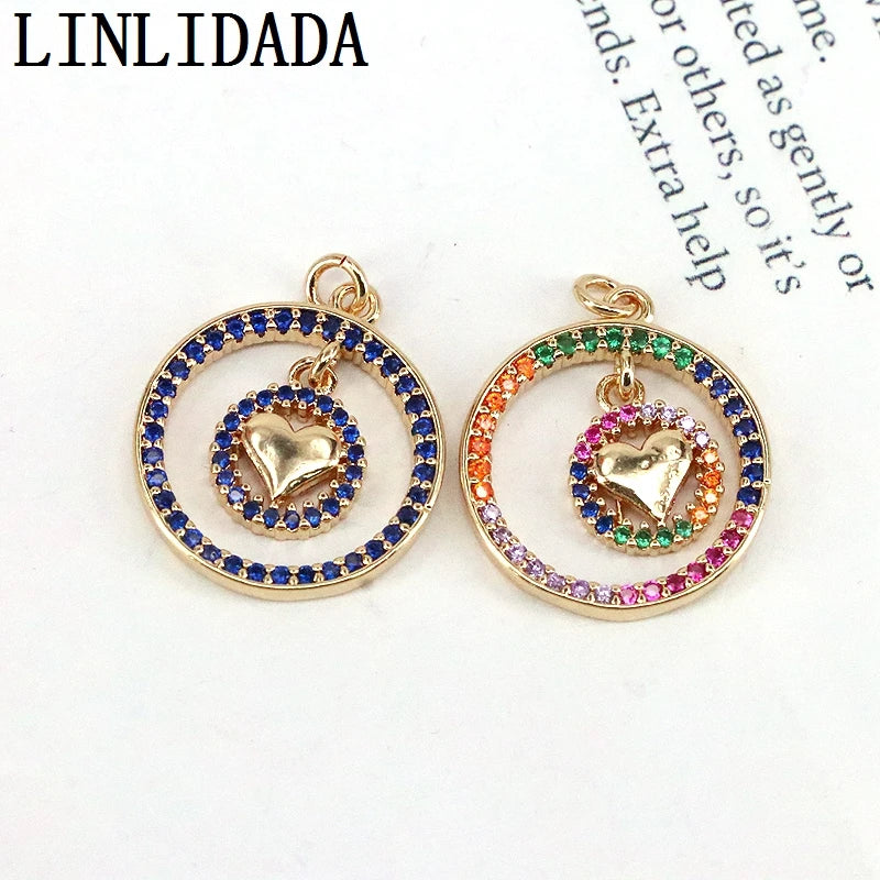 5Pcs Plated CZ Micro Pave Pendant