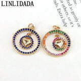 5Pcs Plated CZ Micro Pave Pendant