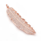 5Pcs Feather CZ Charms for Jewelry Making Necklace Bracelet Earring Findings