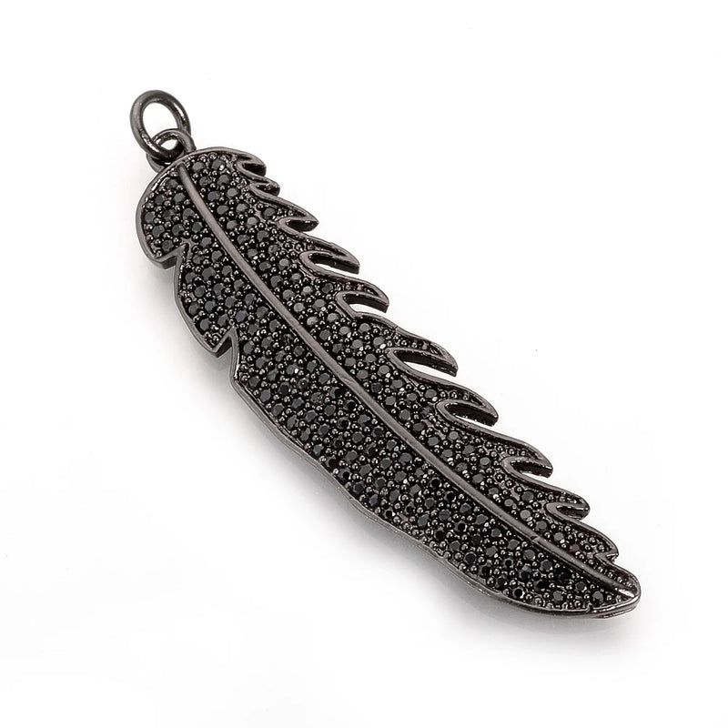 5Pcs Feather CZ Charms for Jewelry Making Necklace Bracelet Earring Findings