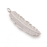 5Pcs Feather CZ Charms for Jewelry Making Necklace Bracelet Earring Findings