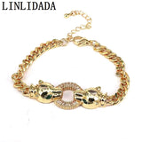 Brass Zircon Leopard Head Jewelry Set