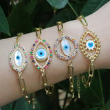 Plated Eye Mother Of Pearl Oval Chain Bracelet