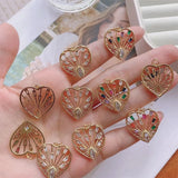 5Pcs Rainbow Cubic Zirconia Micro Heart Pendant Charms