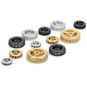 5Pcs Micro Pave CZ Wheel Spacer Beads DIY Jewelry Making Supplies