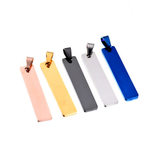 5Pcs Stainless Steel Dog Tags Pendant Necklace 45mm*10mm