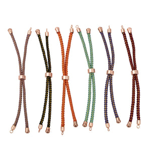 5Pcs Mixed Nylon Cord Slider Bracelet Making with Brass Findings